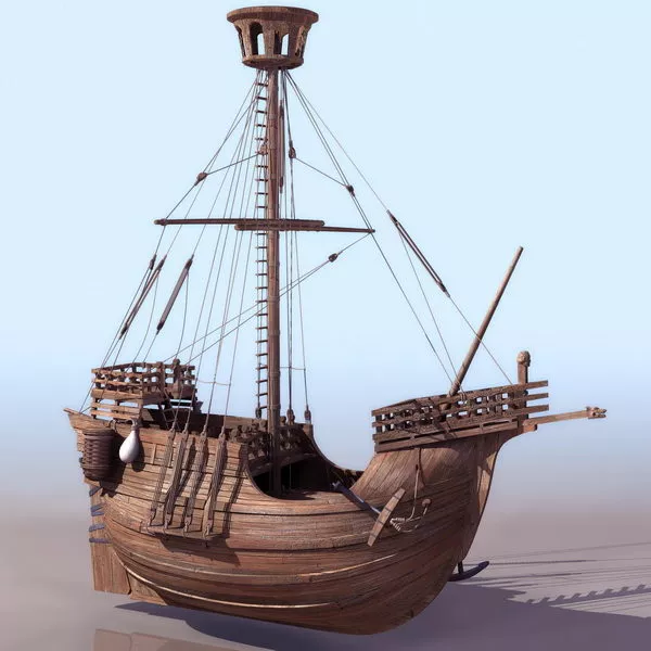 Old Small Wood Boat 3d model