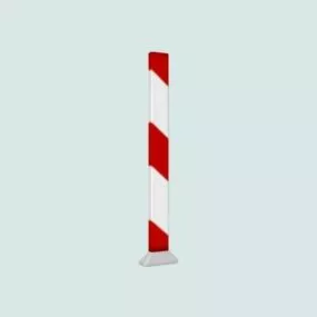 Road Traffic Caution Pole 3d model