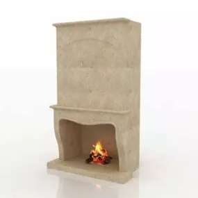 Antique Stone Fireplace 3d model