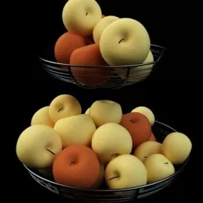 Basket Of Pears Fruit 3d model