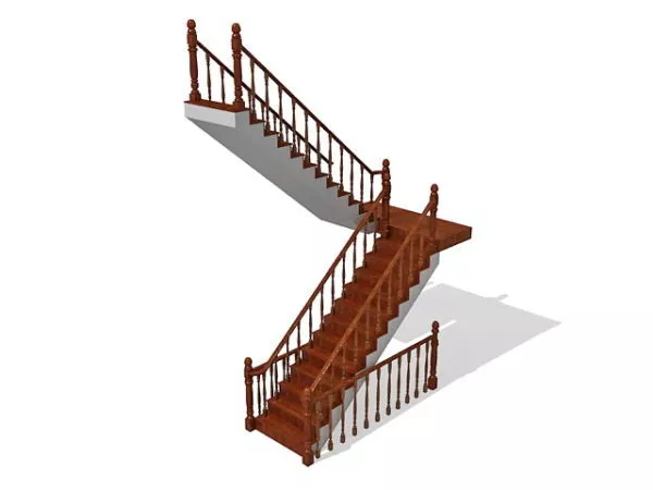 Two Flights Of Home Stairs 3d model Two Flights Of Home Stairs 3d model