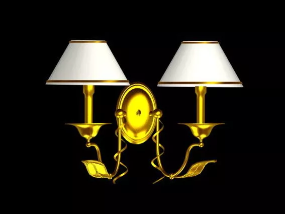 Two Light Shade Golden Wall Lamp 3d model Two Light Shade Golden Wall Lamp 3d model