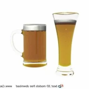 Two Mugs Cup Of Beer 3d model