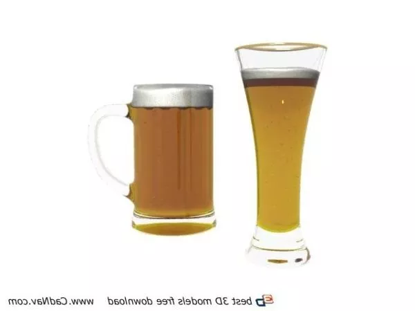 Two Mugs Cup Of Beer 3d model Two Mugs Cup Of Beer 3d model