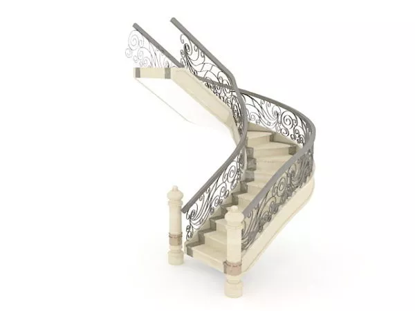 Staircase With Steel Wire Handle 3d model