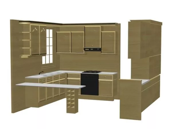 U Kitchen Cabinet Basic Design 3d model U Kitchen Cabinet Basic Design 3d model