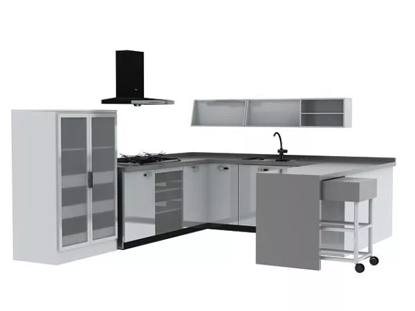 Old Countertop Gas Cooktop 3d model