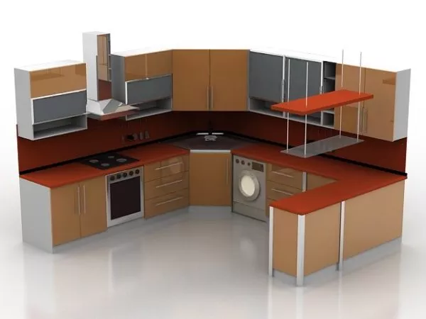 Modern Stainless Steel Kitchen Hood 3d model
