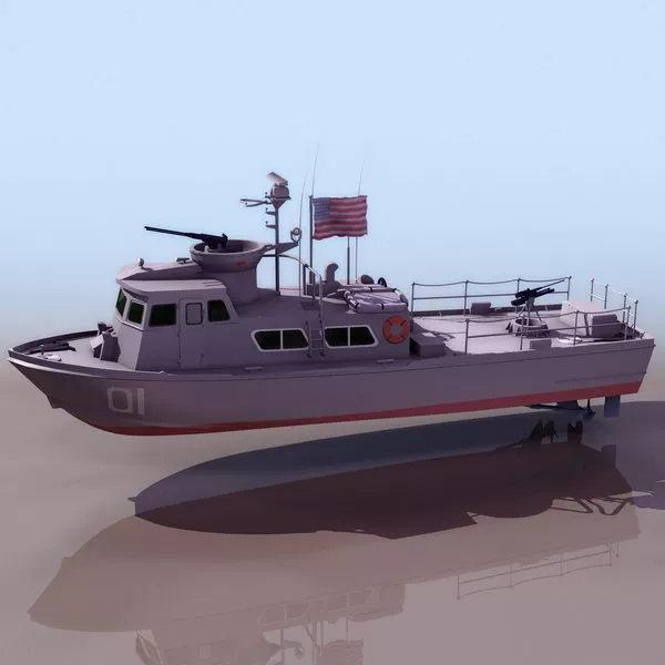 Old Chinese Wood Boat 3d model