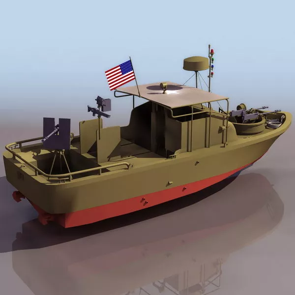 Sea Boat With Sail 3d model