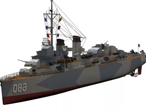Uss Watercraft Fletcher Destroyer 3d model Uss Watercraft Fletcher Destroyer 3d model
