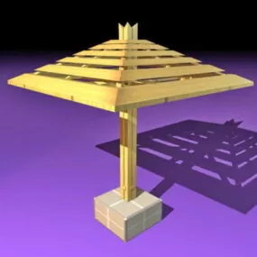 Outdoor Wooden Umbrella 3d model