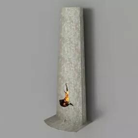 Tower Shape Wall Fireplace 3d model