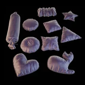 Velvet Cushions Pillows Collection 3d model