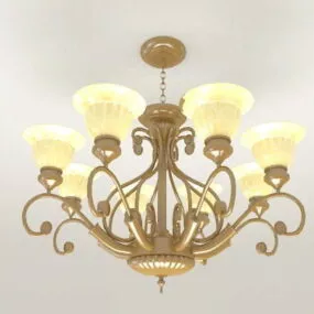 Vintage Old Brass Chandelier 3d model