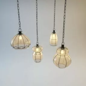 Kitchen Vintage Hanging Light Set 3d model