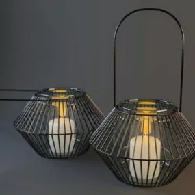 Living Room Vintage Wire Lantern 3d model