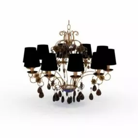 Vintage Brass Arm Crystal Chandelier 3d model