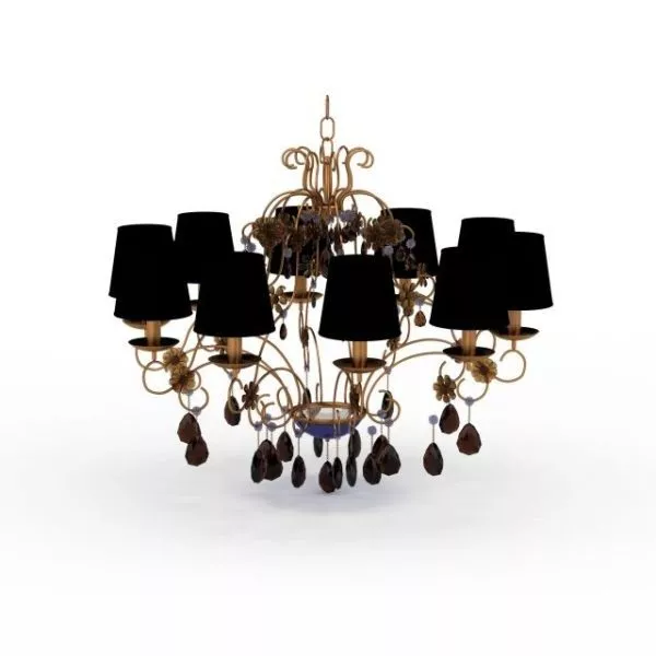 Vintage Brass Arm Crystal Chandelier 3d model Vintage Brass Arm Crystal Chandelier 3d model