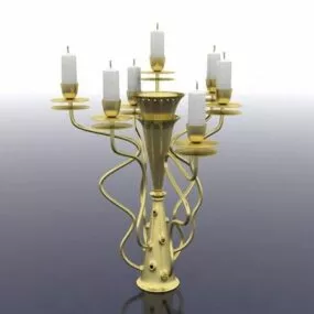 Antique Brass Candlestick Holder 3d model