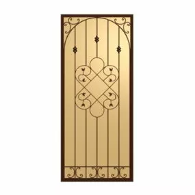 Old Wood Door Wrought Iron Decoration 3d model