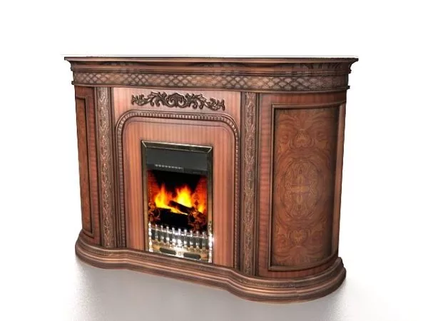Antique Carved Stone Fireplace 3d model