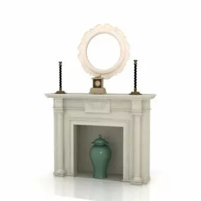 Vintage Stone Fireplace Decoration 3d model