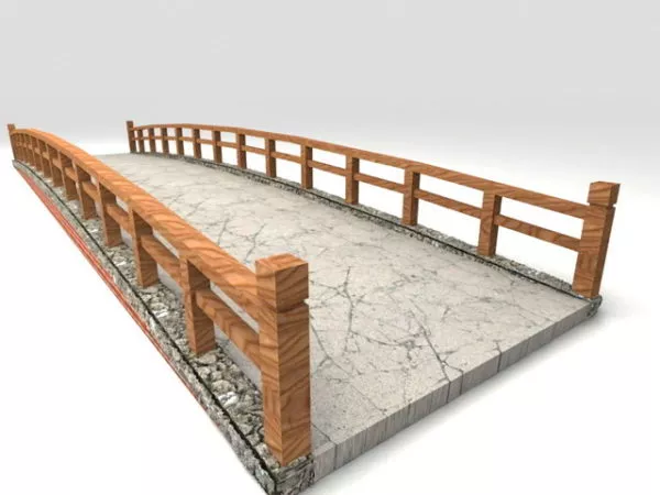 Wooden Bridge Building 3d model