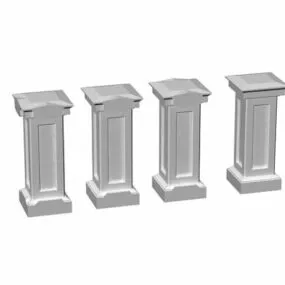 Antique Stone Garden Columns 3d model