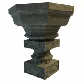 Vintage Antique Stone Garden Urn 3d model