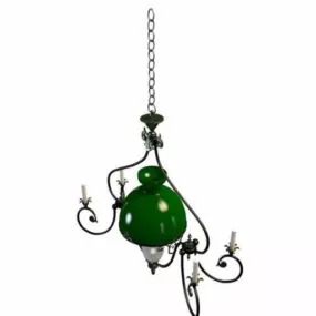 Vintage Green Shade Pendant Light 3d model