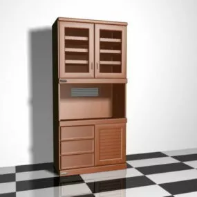 Vintage Wooden Hutch Cabinet 3d model