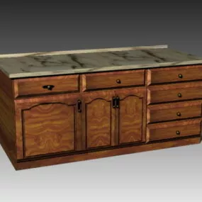 Vintage Wooden Kitchen Countertop 3d model