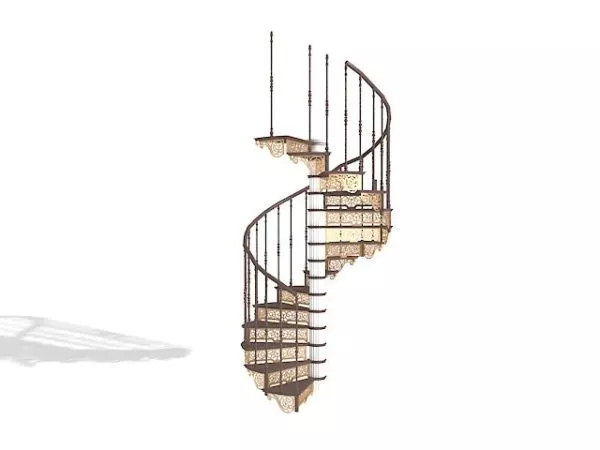 Curved Stair With Rail 3d model