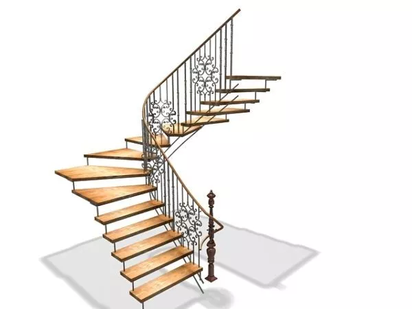 U Stair With Handrails 3d model