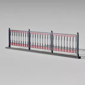 Vintage Metal Pedestrian Guardrail 3d model