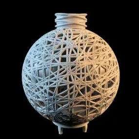 Antique Rattan Ball Vase 3d model
