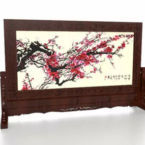Vintage Room Divider Wooden Stand 3d model