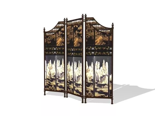 Carved Floral Pattern Divider Window 3d model