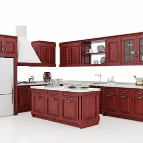 Antique Rustic Kitchen Cabinets 3d model