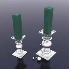 Vintage Antique Silver Candle Holders 3d model