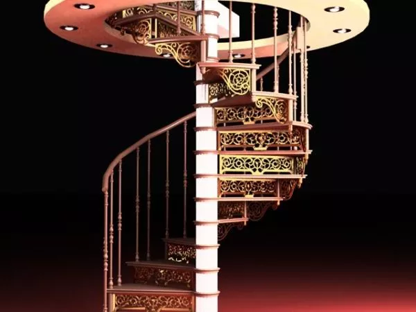 Vintage House Spiral Staircase 3d model Vintage House Spiral Staircase 3d model