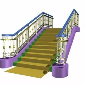 Villa Entrance Vintage Stairs 3d model