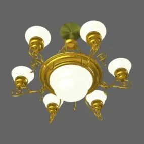 Vintage 6 Light Brass Chandelier 3d model