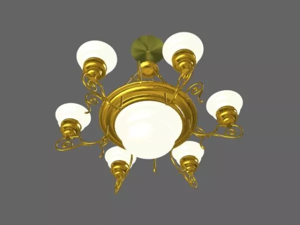 Vintage 6 Light Brass Chandelier 3d model Vintage 6 Light Brass Chandelier 3d model