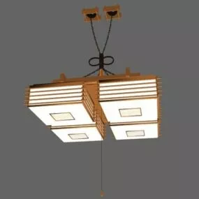 Vintage Old Square Wooden Pendant Lighting 3d model