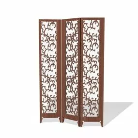 Vintage Old Wood Folding Screen 3d model