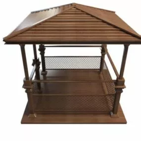 Vintage Outdoor Wood Gazebo 3d model