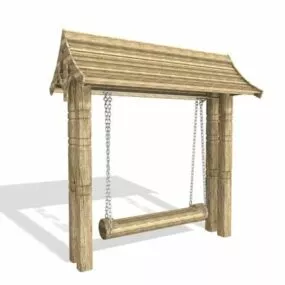 Outdoor Vintage Wooden Swing 3d model