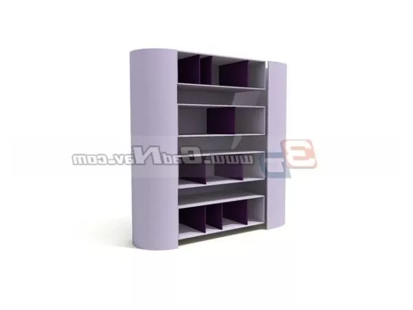 Wood Bookcase Four Storey 3d model
